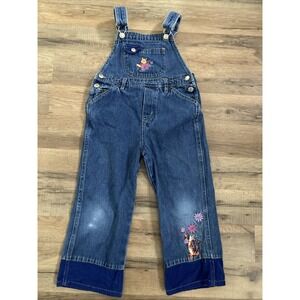 VTG Winnie the Pooh Denim Overalls Size 4/5 Kids 90s Embroidered Corduroy Accent
